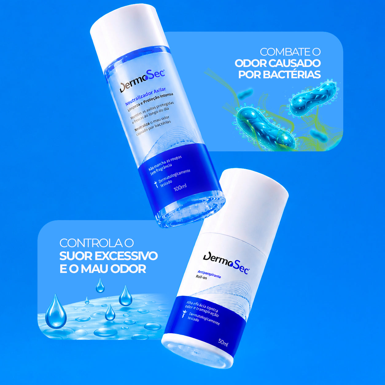 Kit Axilas Secas & Sem Mau cheiro - Contra Suor Excessivo e Mau Odor 100ml
