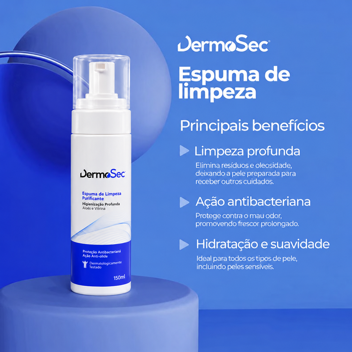 Espuma de Limpeza Axilar Antibacteriana - Limpa Profundamente e Combate Bactérias Causadoras do Odor